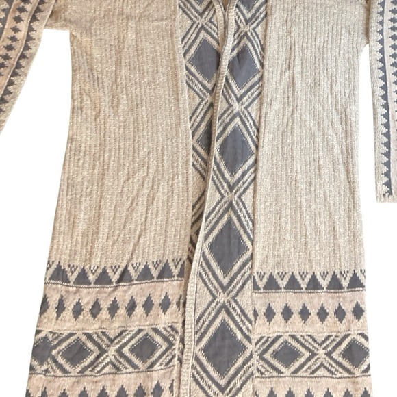 Size Large LUCKY BRAND Sweater LONG sleeved Tribal Taupe Olive Cardigan‎ NWT - Picture 3 of 11